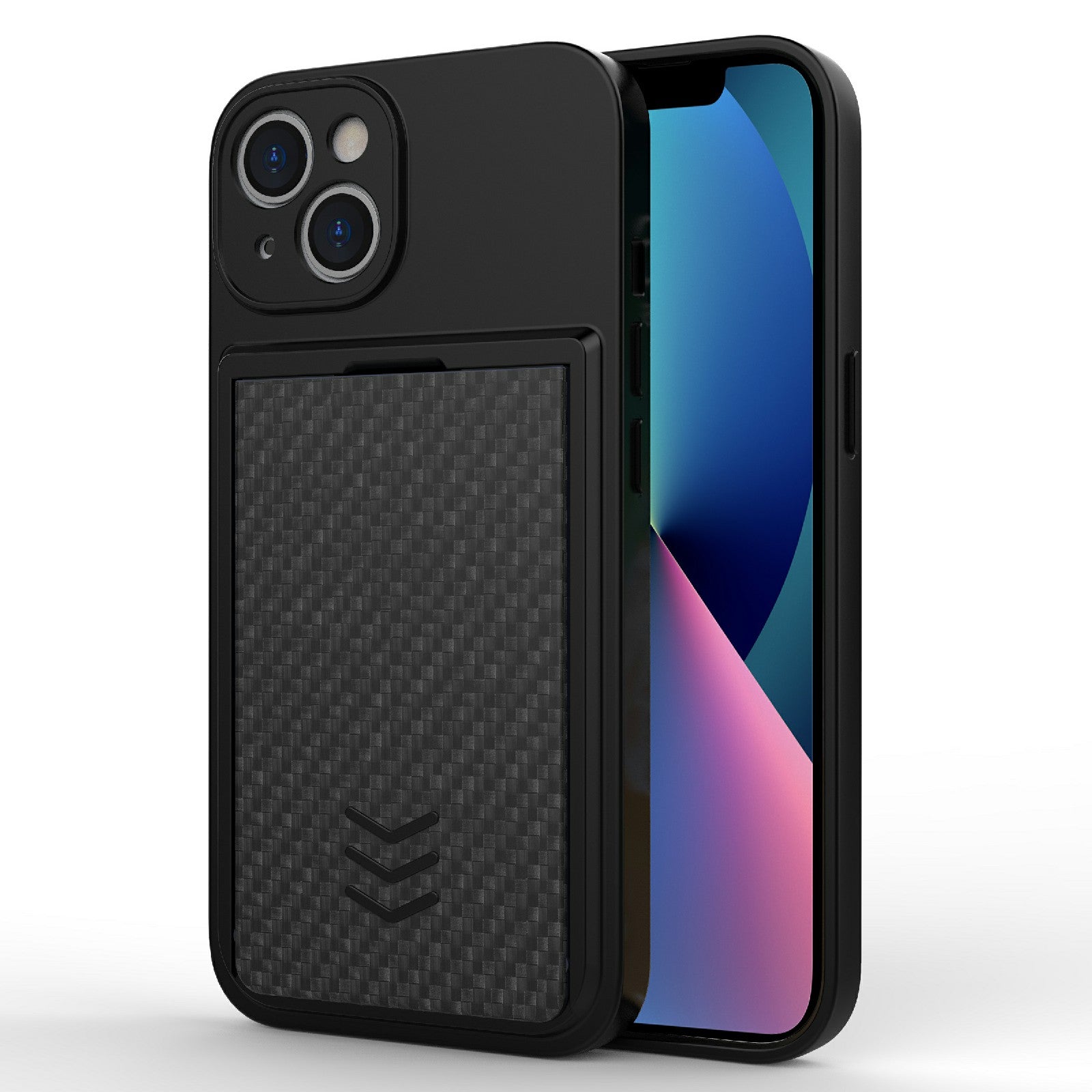 Anti-scratch Phone Cover For iPhone 13 6.1 inch, TPU+ PC Smartphone Case with Card Slot - Blue Anti-scratch Phone Cover For iPhone 13 6.1 inch, TPU+ PC Smartphone Case with Card Slot - Blue